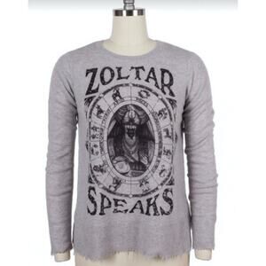 Lisa Todd Heather Gray Zoltar Speaks Fortune Teller 100% Cashmere Sweater S